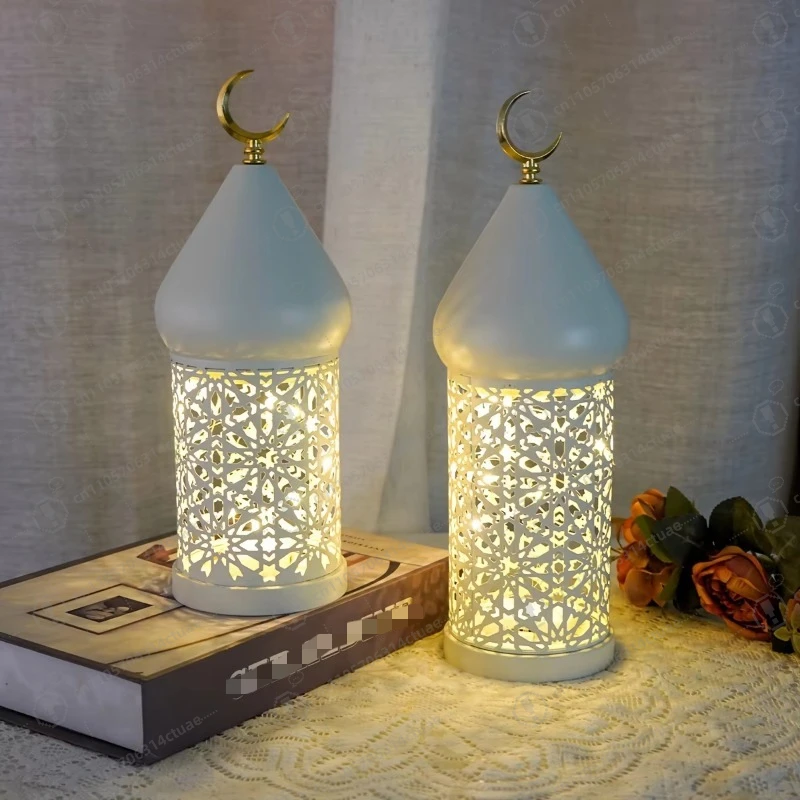 مصباح LED لرمضان مبارك مينار، مجوف معدني، زينة تزيين طاولة الطعام لسطح المكتب لعيد الفطر #1