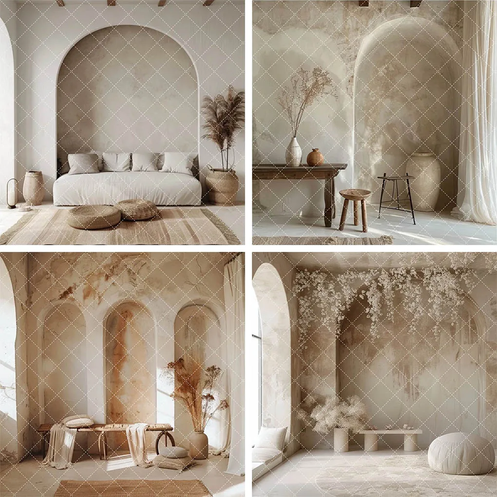 Mehofond Arched Door Backdrop Boho Pamps Grass Maternity Adult Portrait Studio Vintage Fine Art Texture Photography Backdrop