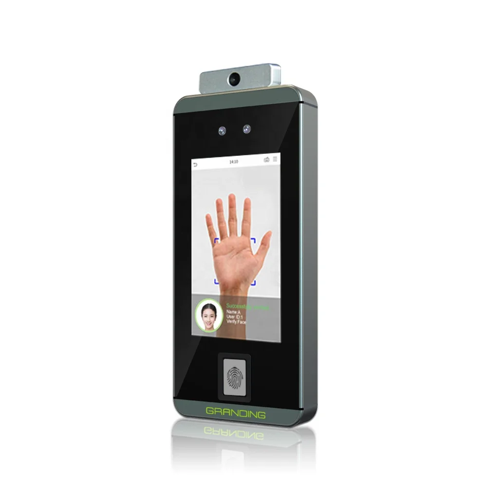 Forehead Thermometer Camera Palm & Fingerprint & Face Recognition Time Attendance System With Masked Detection (FacePro1-TD)