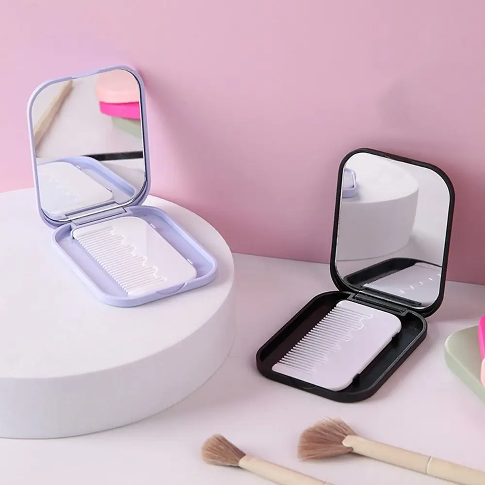 Small Mirror Comb Set Fashion Portable Fold Makeup Mirror with Comb  Makeup Tools Girl Gift