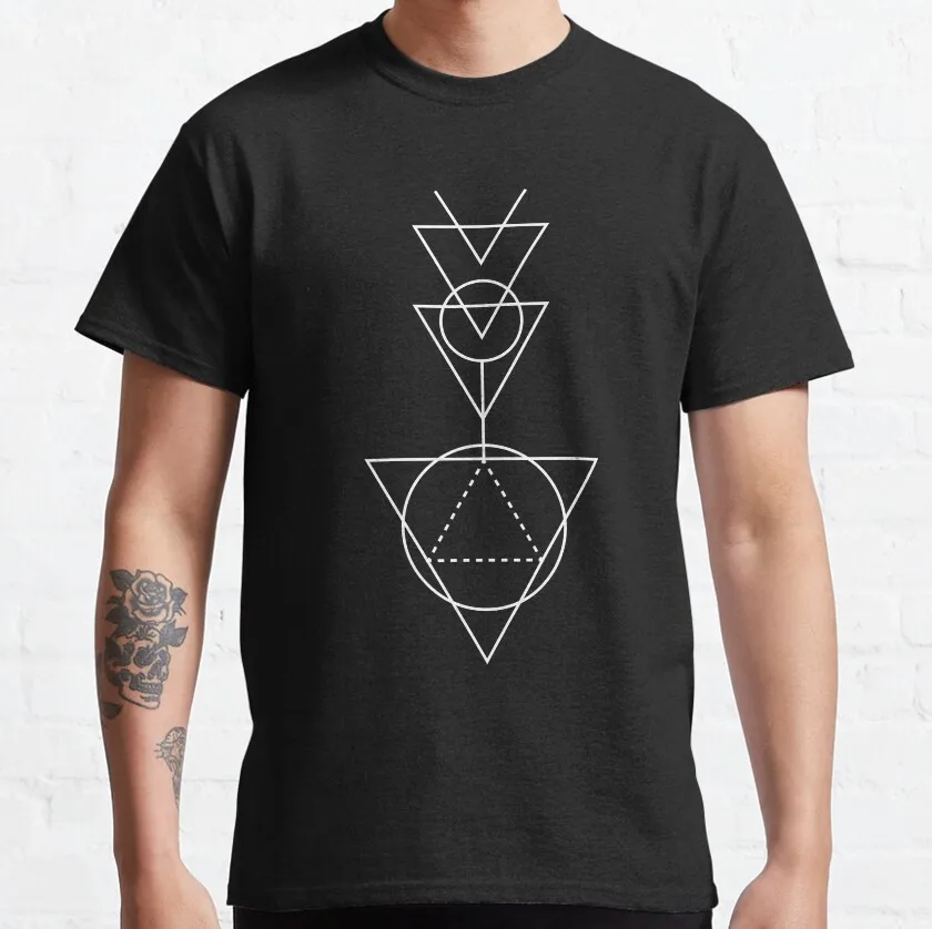 

Sacred Geometry Interlocking Triangles and Circle mandalas nature flower of life 100% cotton printed T-Shirt for men