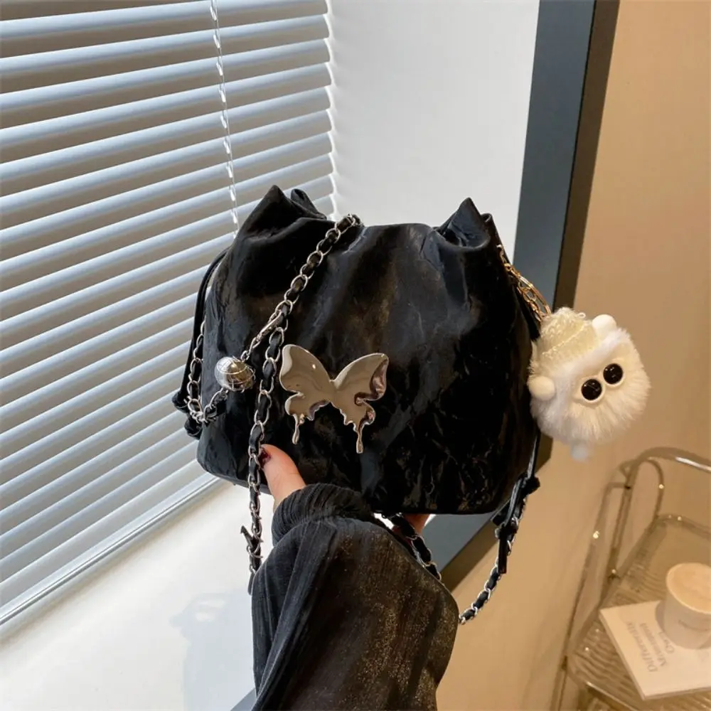 

Новая большая вместительная сумка-ведро с подвеской, высококачественная цепочка, сумки через плечо, эльфийская рекс, кроличья шерсть, женские сумки на плечо из искусственной кожи