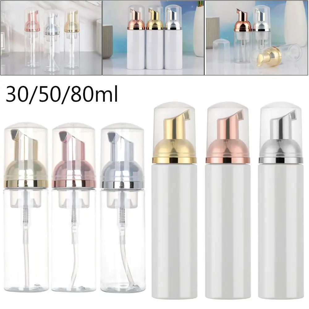 1pcs  30/50/80ml plastic foam pump bottle empty face eyelashes cosmetic bottle cleaner soap dispenser foam bottle rose gold foam