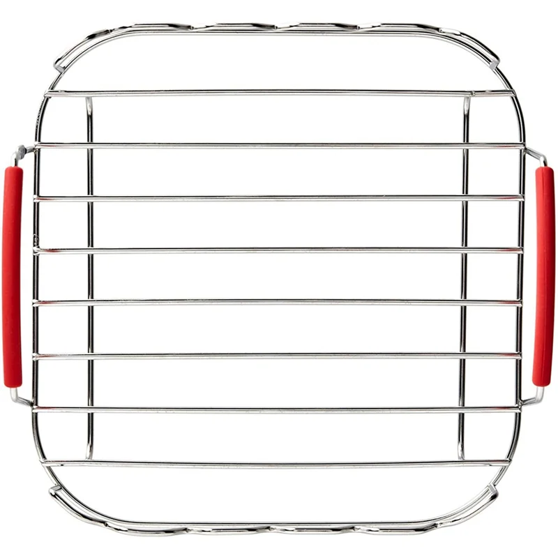 CLIM-9 Inch Stainless Steel AirFryer Grill Rack Versatile Square Roasting Grill with Skewers Baking Tray AirFryers Holder