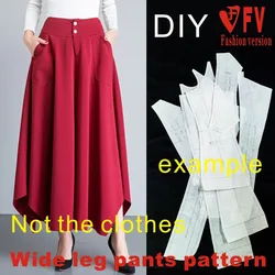 Clothing DIY pattern women's high-waist irregular wide-leg pants cutting drawings 1:1 pattern BCK-52