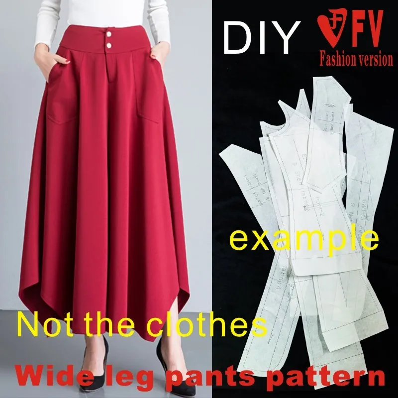 Clothing DIY pattern women's high-waist irregular wide-leg pants cutting drawings 1:1 pattern BCK-52