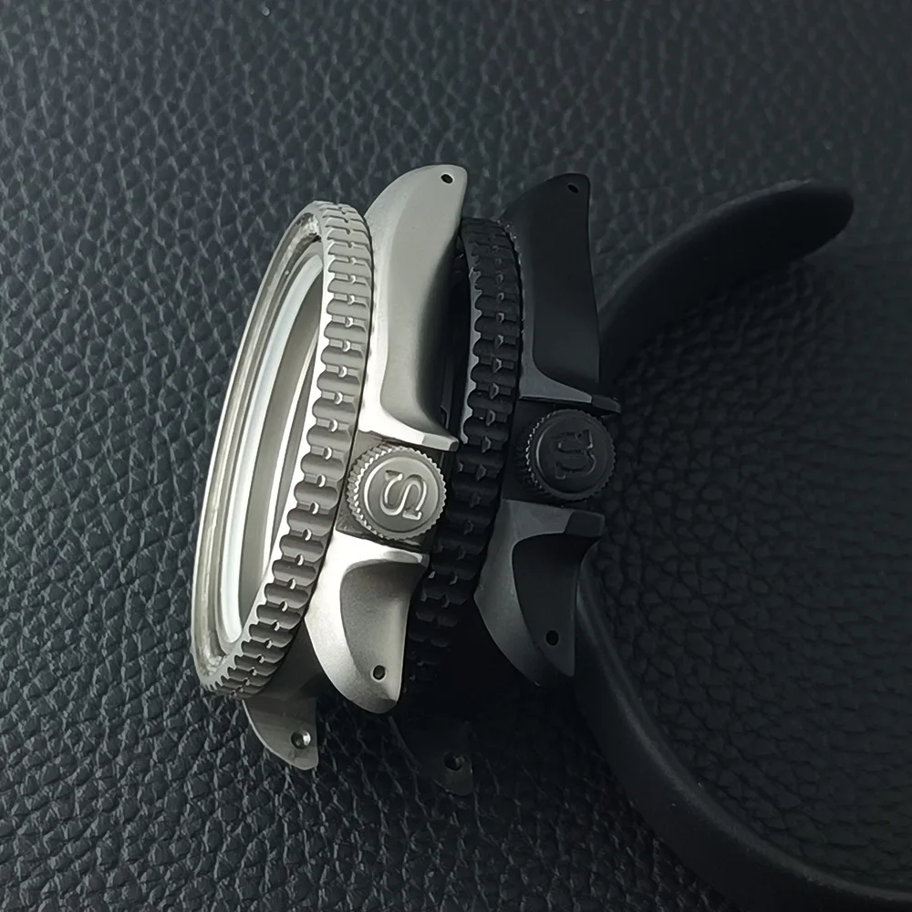 42mm frosted black silver sapphire glass case, suitable for NH35 NH36 movement, 28.5mm dial accessories, 22mm frosted strap
