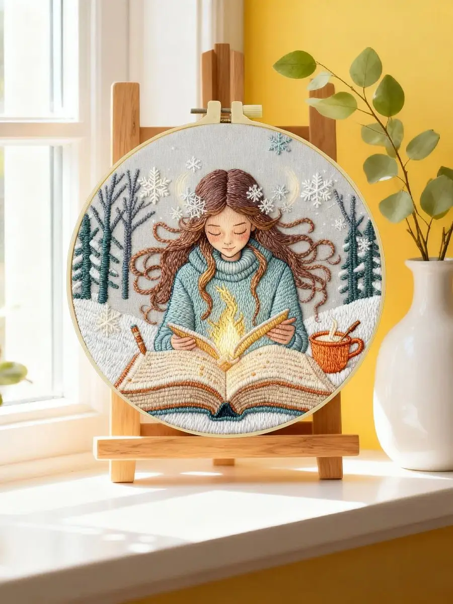 1 Stück 20X20CM/15X15CM 7,87/6,3 Zoll Mädchen-Stickerei-Starter-Kit DIY-Kit DIY-Stickerei-Set Handarbeiten Heimdekoration Nähkunst – Detail 6