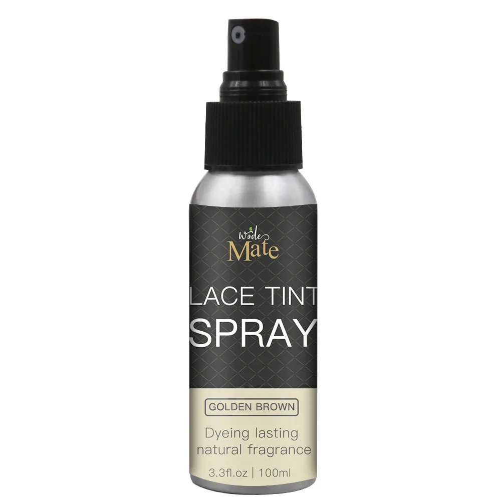 Spray de tinte de encaje para peluca, Spray de luz privada marrón, etiqueta personalizada para cierres, pelucas y cierre Frontal, gran oferta, 100ml