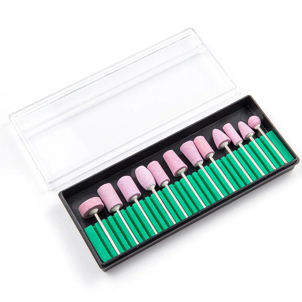 12 Teile/satz Elektrische Maniküre Quarz Nagel Bohrer Bits Nagel Polieren Kopf Schneider Set Rosa Pediküre Nail art Fräser Dateien