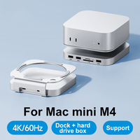 USB C Hub with M.2 SSD Enclosure for Mac Mini M4 Or M4 Pro Type-C Docking Station SSD Case Dock Mount SD4.0/TF4.0 USB2.0 480Mbps