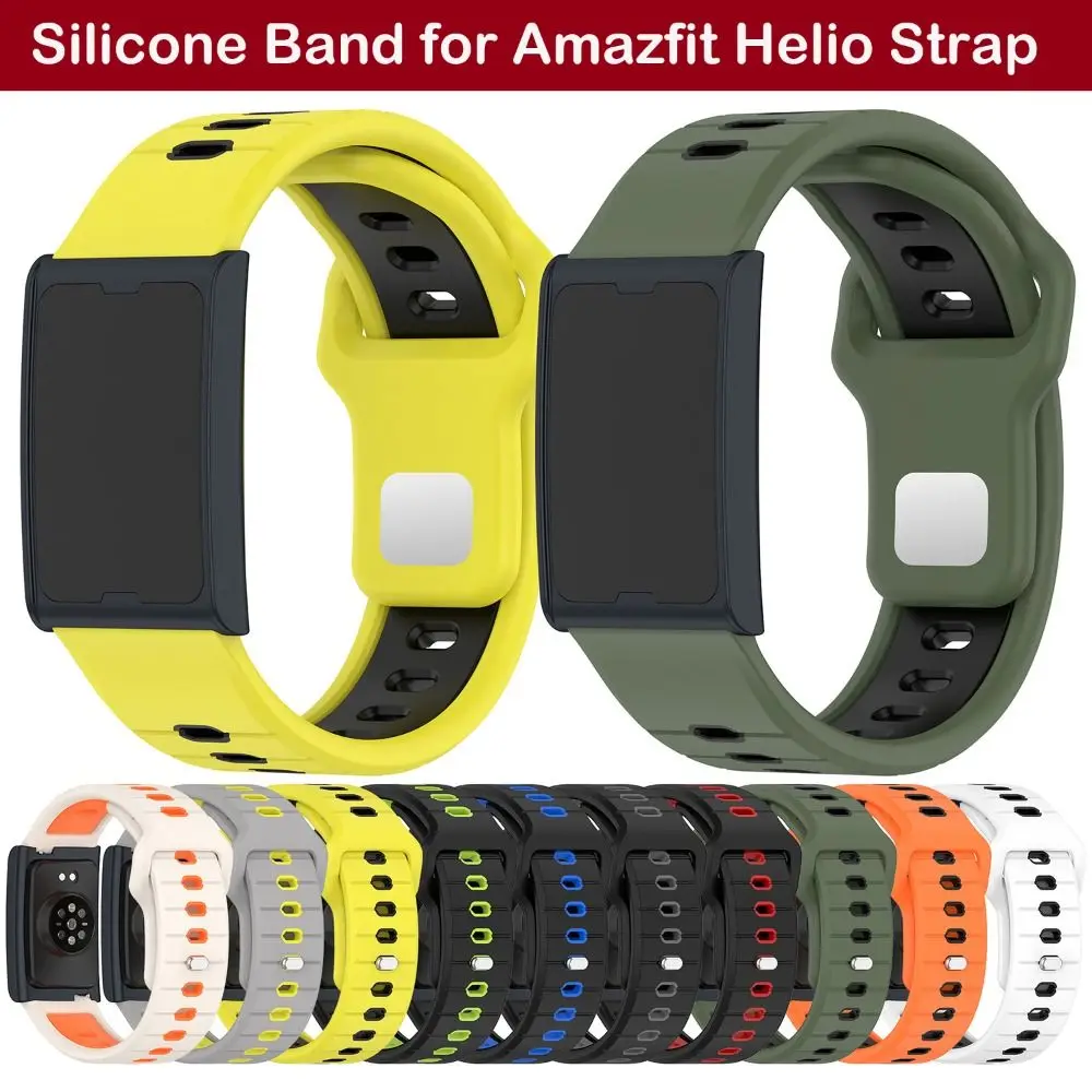 Silicone Fitness Tracker Band Replacement 22mm Quick-Release Wristband Breathable Two-Toned Watch Strap for Amazfit Helio Strap