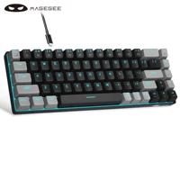 MageGee Teclado mecánico portátil 60% para juegos, MK-Box LED retroiluminado compacto 68 teclas Mini teclado de oficina con cable para PC Windows