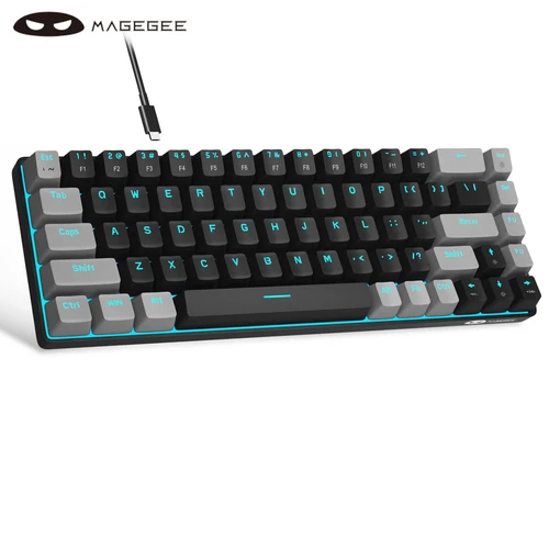 MageGee Teclado mecánico portátil 60% para juegos, MK-Box LED retroiluminado compacto 68 teclas Mini teclado de oficina con cable para PC Windows