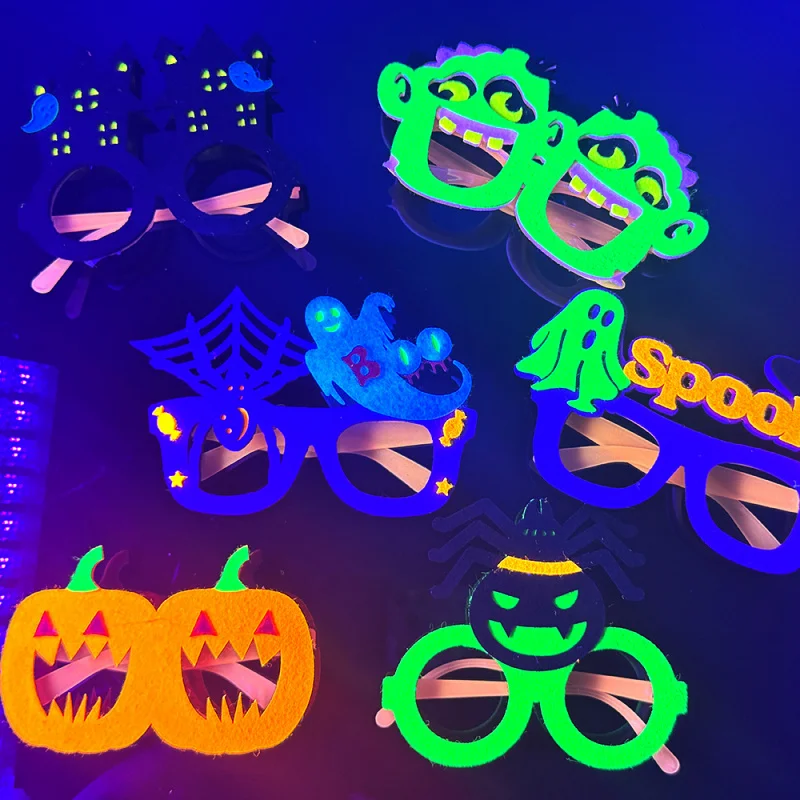 Halloween Fluoreszierende Partybrille Kürbis Geist Spinne Spukhaus Halloween Dekoration Neonfarbener Glasrahmen