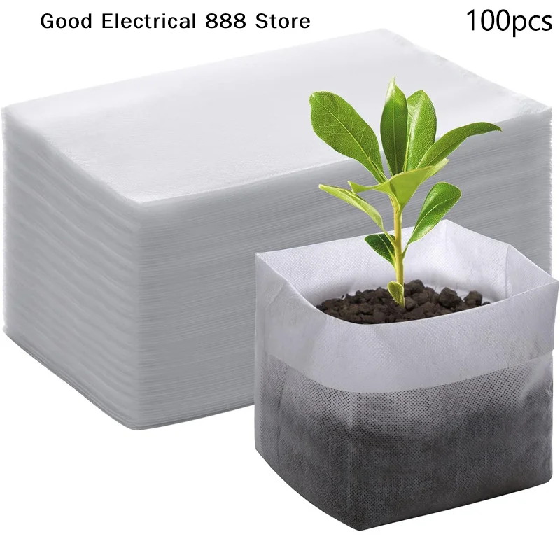 【GE】100PCS 8x10cm Biodegradable Plant Nursery Grow Bag Non-woven Fabric Seeds To Sow Flower Pots for Home Garden Accessories