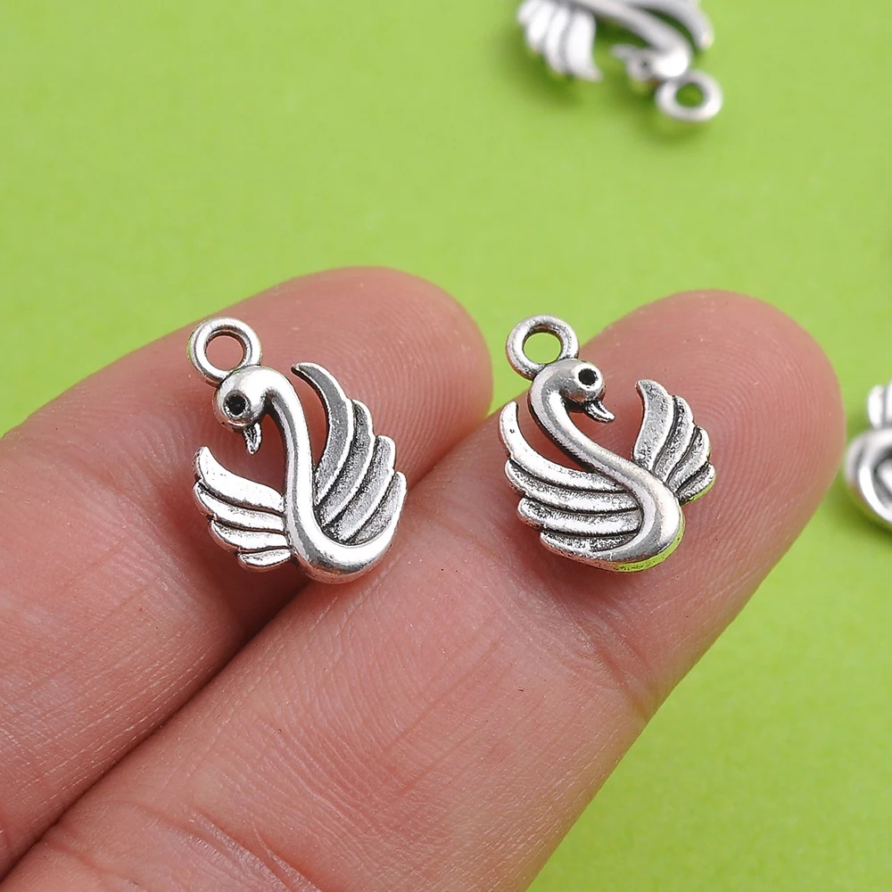 20 Pieces of Three-Dimensional Embossed Swan Charms, Layered Winged Elegant Swan Pendants, Suitable for DIY Bracelets, Necklaces, and Earrings, Elegant and Romantic Handmade Beaded Jewelry Accessories