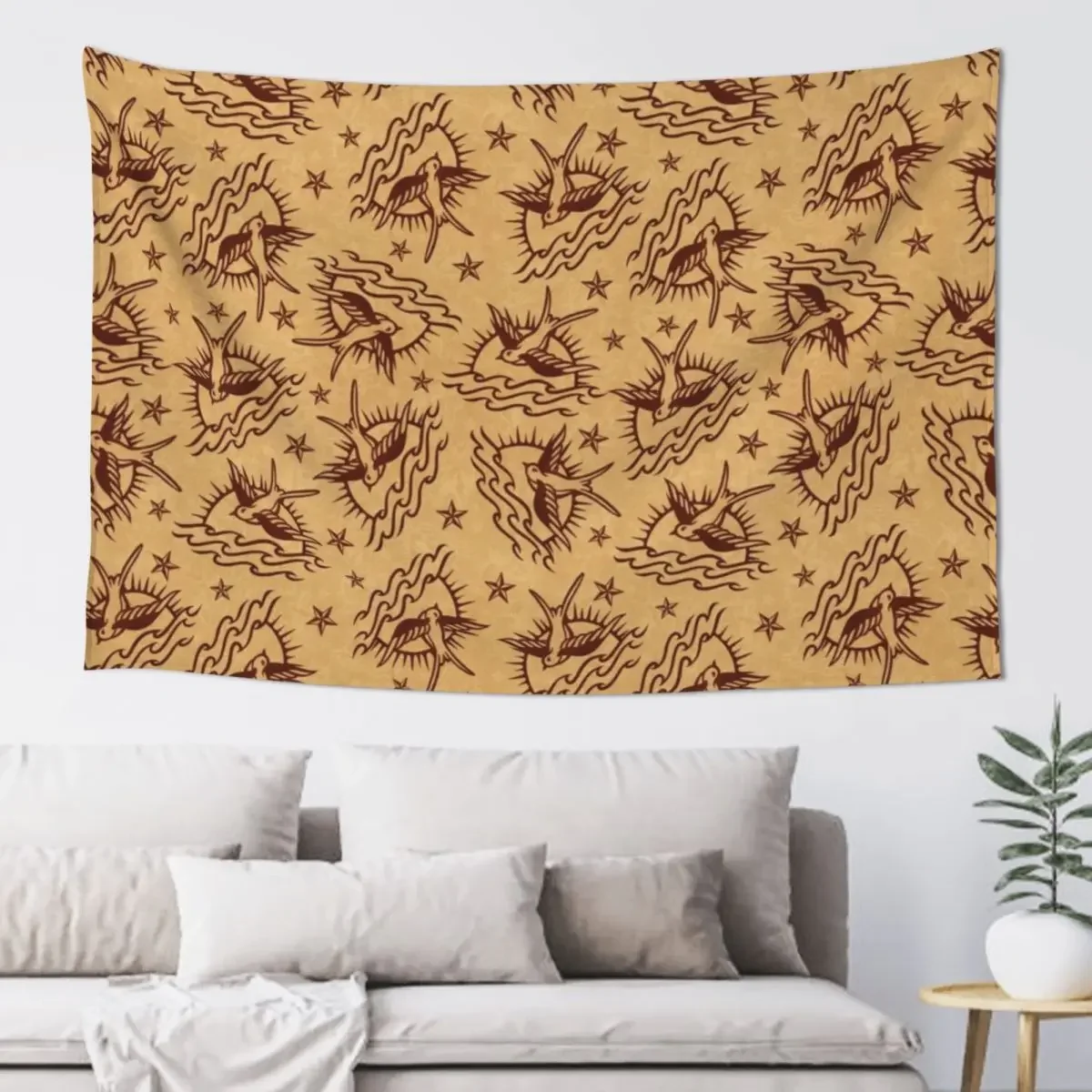 Sparrow Tattoo Tapestry Bathroom Decor Wall Decoration Tapestry