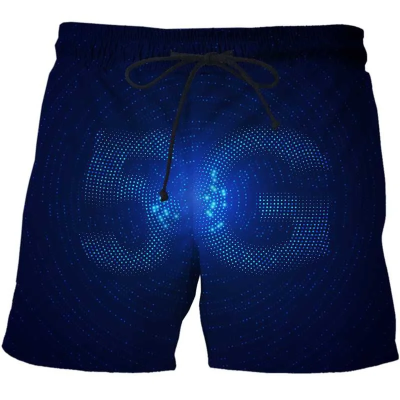 AI Technology 3D Printed Fingerprint Beach Shorts For Men Quick Dry Surfing Board Shorts Summer Vacation Streetwear Short Pants