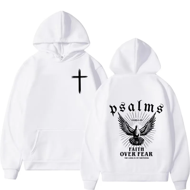 Christian Jesus Faith Over Fear Bible Verse Hoodies Men Women Fashion High Quality Sweatshirts Vintage Streetwear Pullovers Male