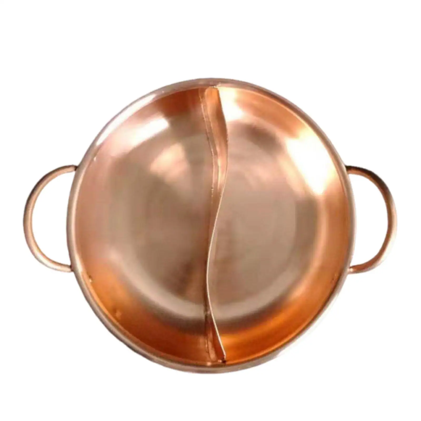 Copper Pot with Divider Induction Compatible Split-Broth Hot Pot Divided for