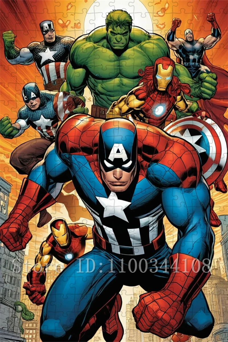 마블 슈퍼히어로 직소 퍼즐 108/300/500/1000 조각 디즈니 만화 피규어 퍼즐 부모-자녀 상호작용 게임 장난감