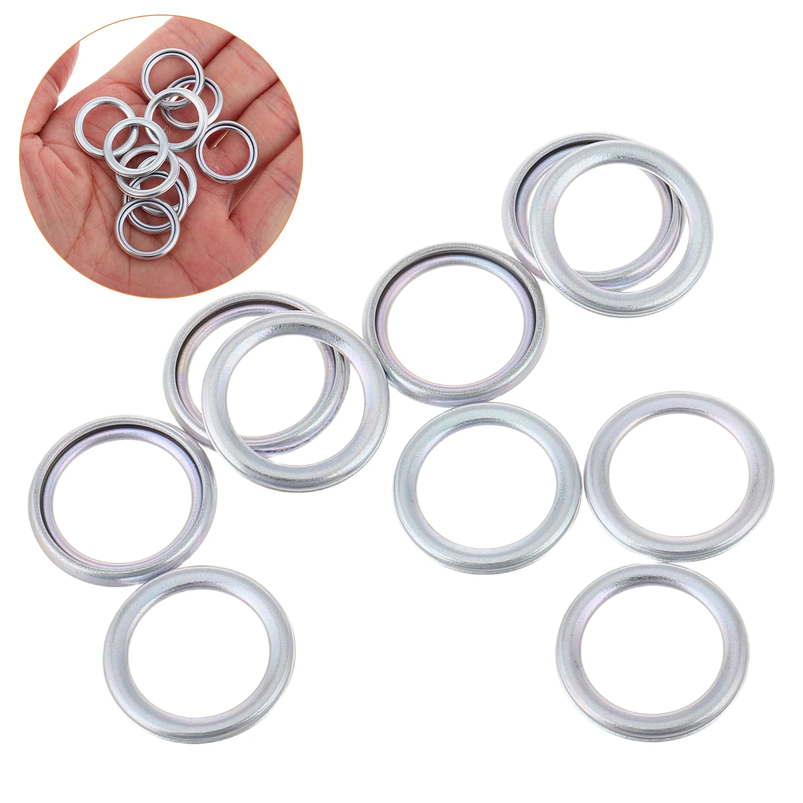 

10 Pcs Engine Oil Drain Plug Gasket Washers Replace Silver Alloy Car Plugs Gaskets