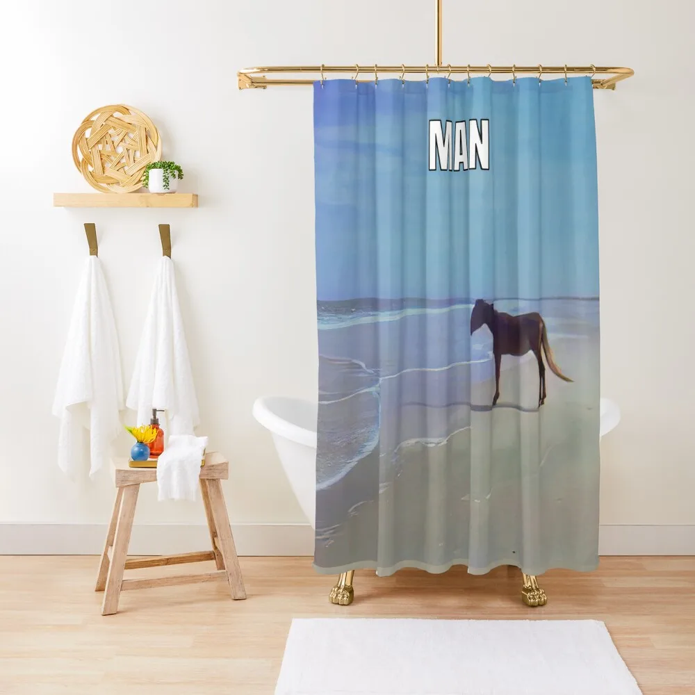 

Man  HD / Horse on Beach Meme Shower Curtain Waterproof Bathroom Shower Shower For Bathrooms Curtain