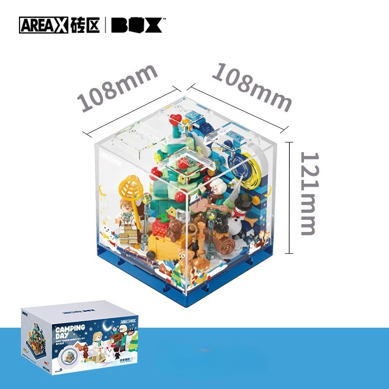 Tout nouveau dans la boîte AREA-X quatre saisons amusant sauvage série bricolage blocs de construction jouets bureau créatif ornements un cadeau de vacances pour fille