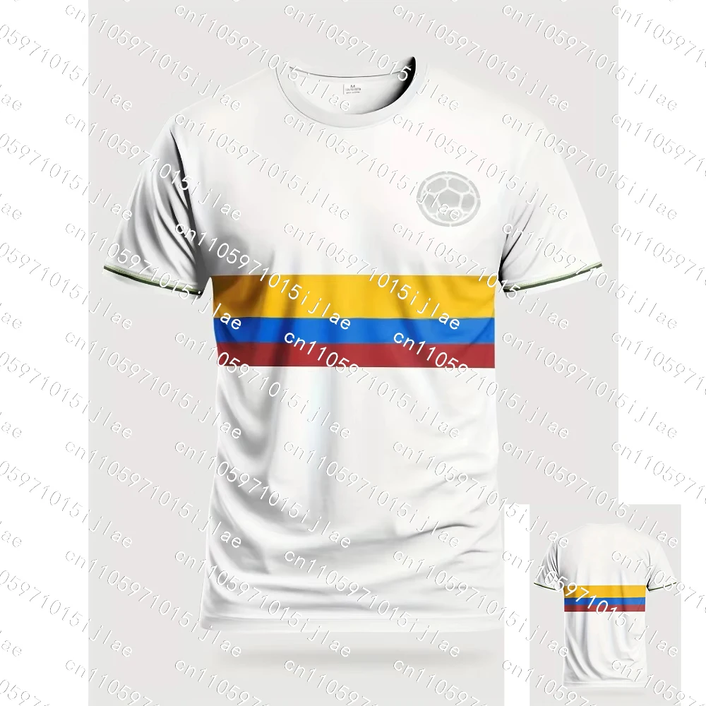 2025 Camiseta de fútbol 3D Colombia para hombre Camisetas deportivas cómodas y transpirables Entrenamiento al aire libre y ocio Tops versátiles