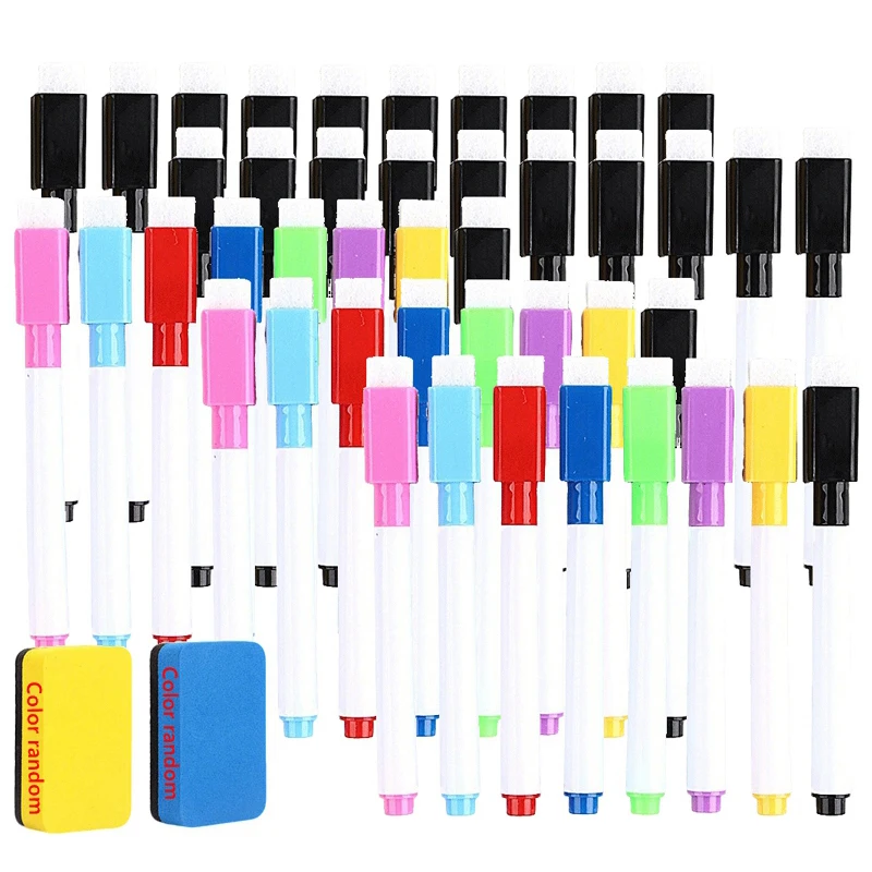 

5-100Pcs Dry Erase Whiteboard Markers set with Magnetic Eraser for Office Whiteboards, Calendars,Creative Holiday Gifts 8-Color