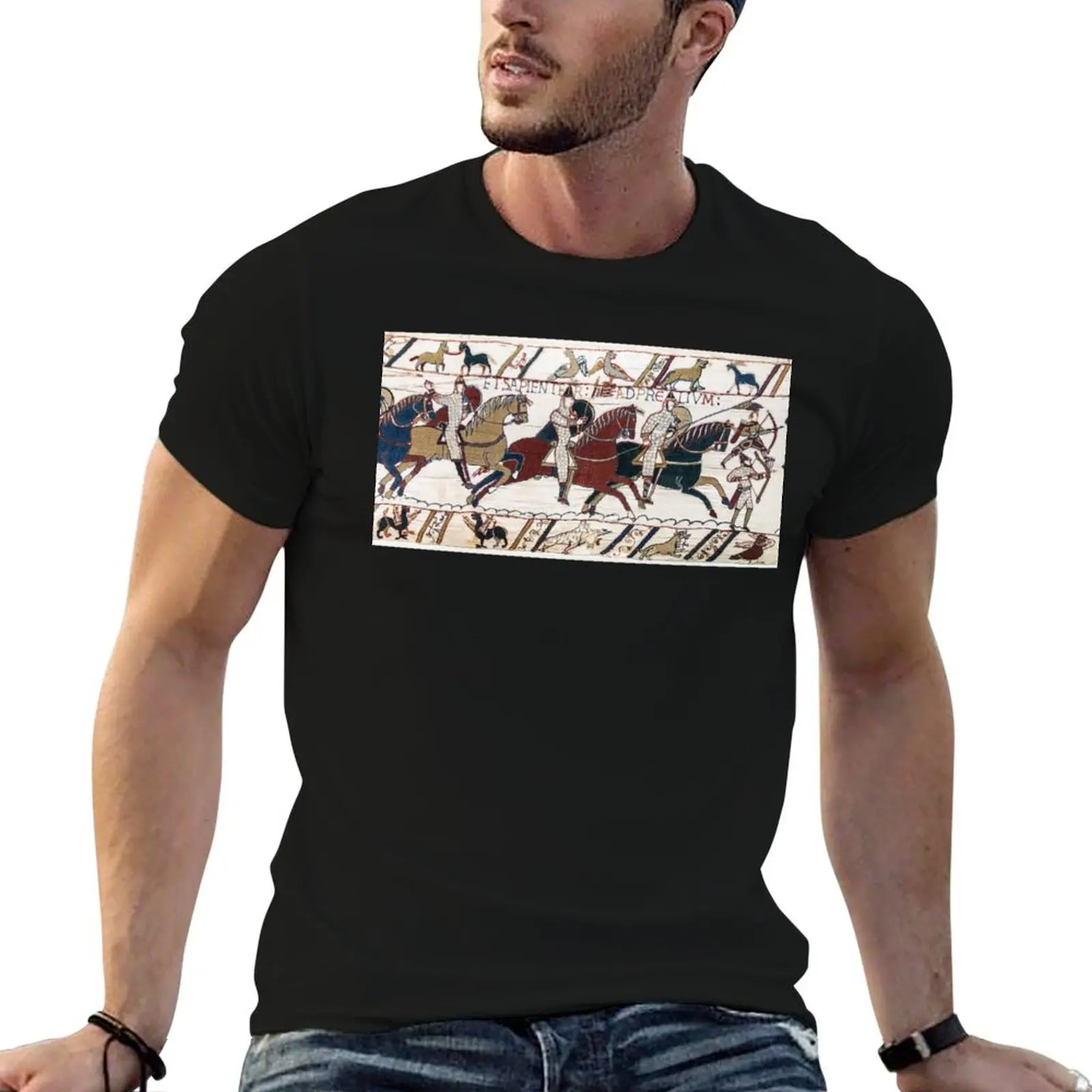 Bayeux Tapestry: The Battle of Hastings (Norman knights and archers) T-Shirt t shirt personalised t shirt man casual T-Shirt