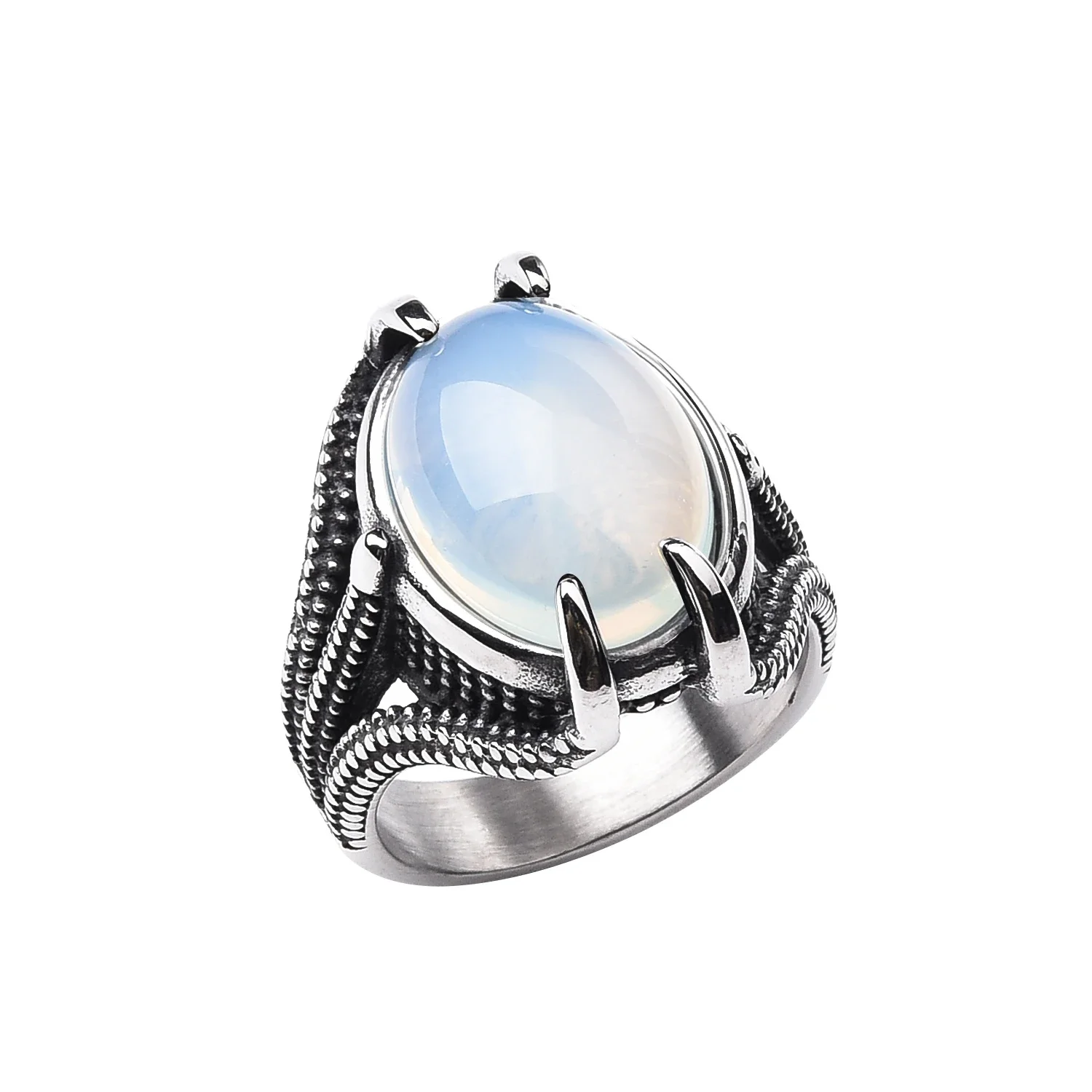 R3232 Herren Trendige Hochwertige 316L Edelstahl Onyx Krallen-Ringe Klassischer Vintage Modeschmuck