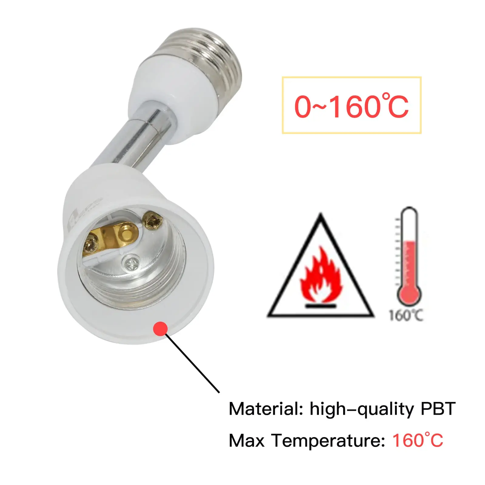 2pcs E27 5.5 inch / 11.5 cm extension socket extension adapter, E27 adjustable extender, elastic medium bulb socket converter