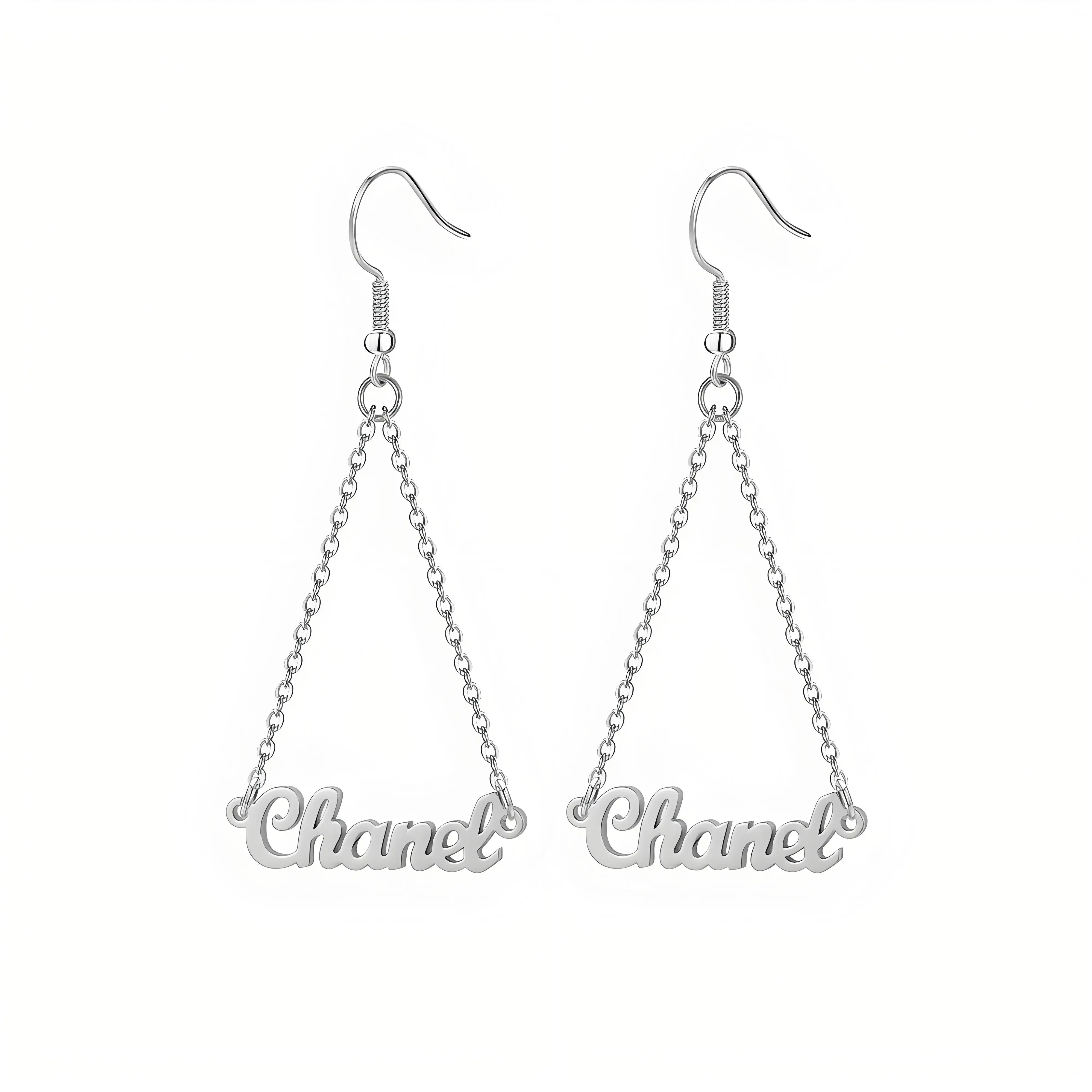 Pendientes colgantes con nombre chapado en oro personalizado, cadena - Joyería personalizada vinculada, regalo perfecto para ella, diseño colgante elegante