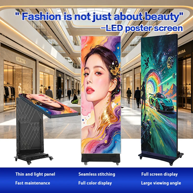 Hot Selling P2.5 GOB Foldable LED Standee Plug&Play 4G App Retail & Rental Advertising Display