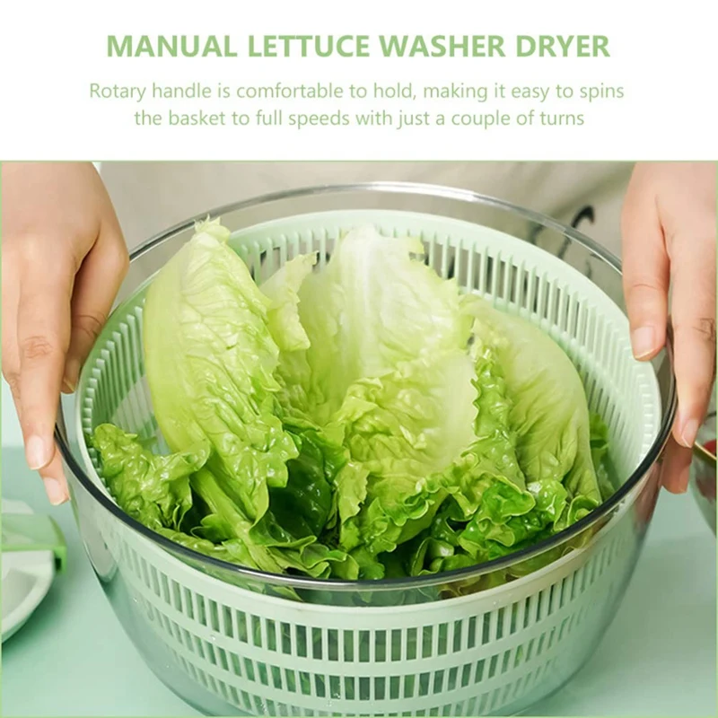 Salad Greens Manual Vegetables Dryer Dry Salad Fruits Vegetable Washing Bowl Fit For Servings Lettuce Spinach