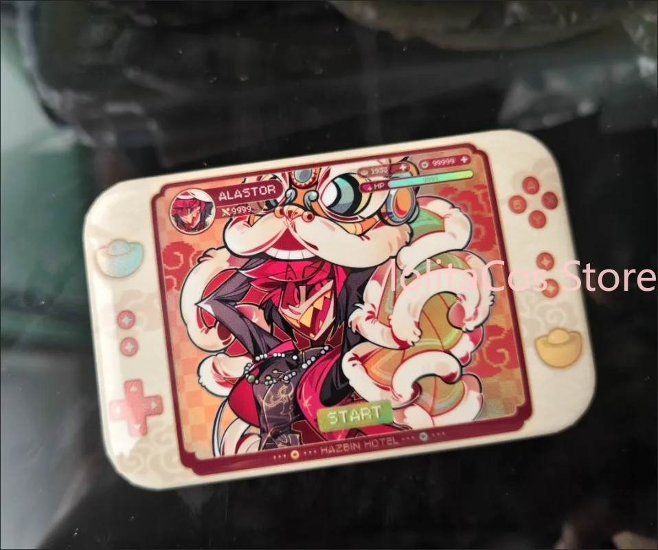 

Hazbin Hotel Alastor Lucifer Morningstar Laser Badge Anime Postcard Acrylic Standing Sign Dektop Ornament Amulet Gift Cosplay