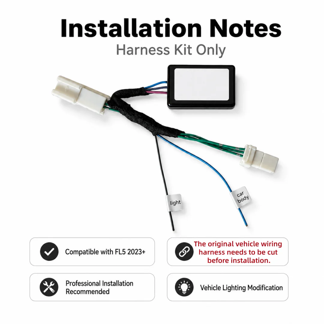 Rear Light Wiring Harness Kit Compatible with FL5 2023+ Full Width Running Light Upgrade.