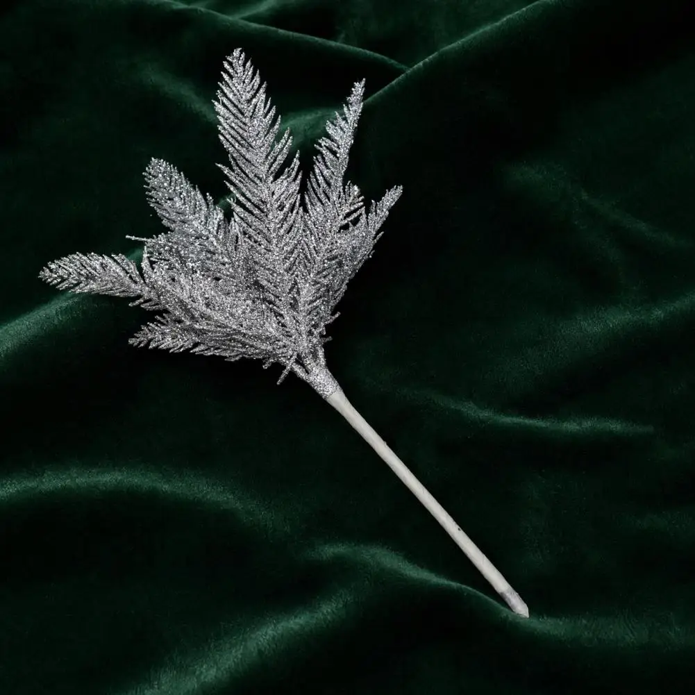 Two-tone Holiday Decoration Christmas Flower Pick Christmas Glitter Tree Filler Branches Artificial Pine Needle for Holiday