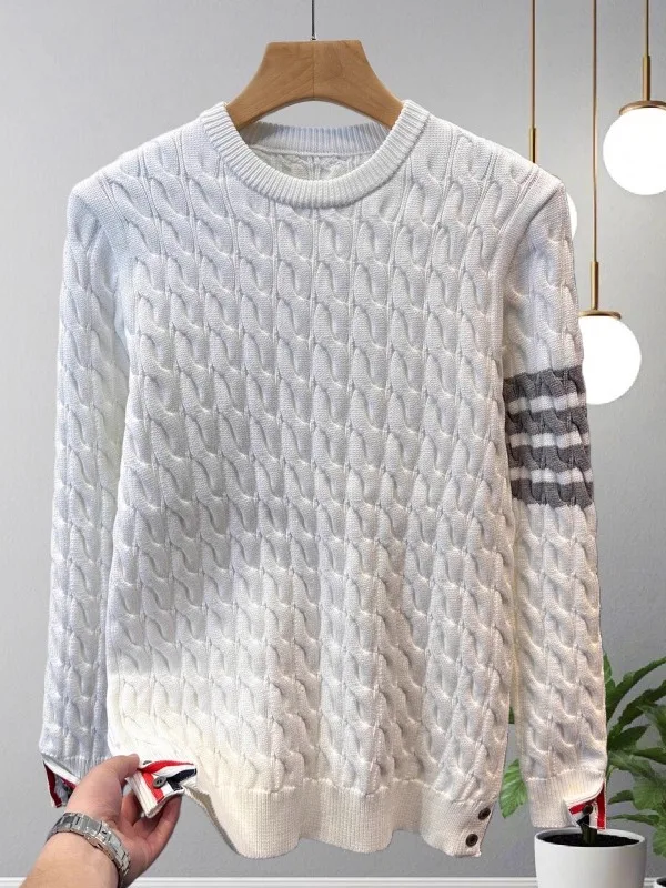 

Мужской вязаный свитер в стиле ретро, американский дизайн, премиум-класс, с круглым вырезом, повседневный, модный, свободный крой, удобный