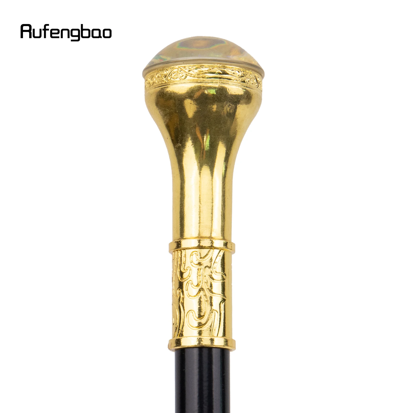 Golden Black Unity and Faith Totem Relief Walking Cane Fashion Walking Stick Gentleman Crosier Knob Walking Stick 91cm