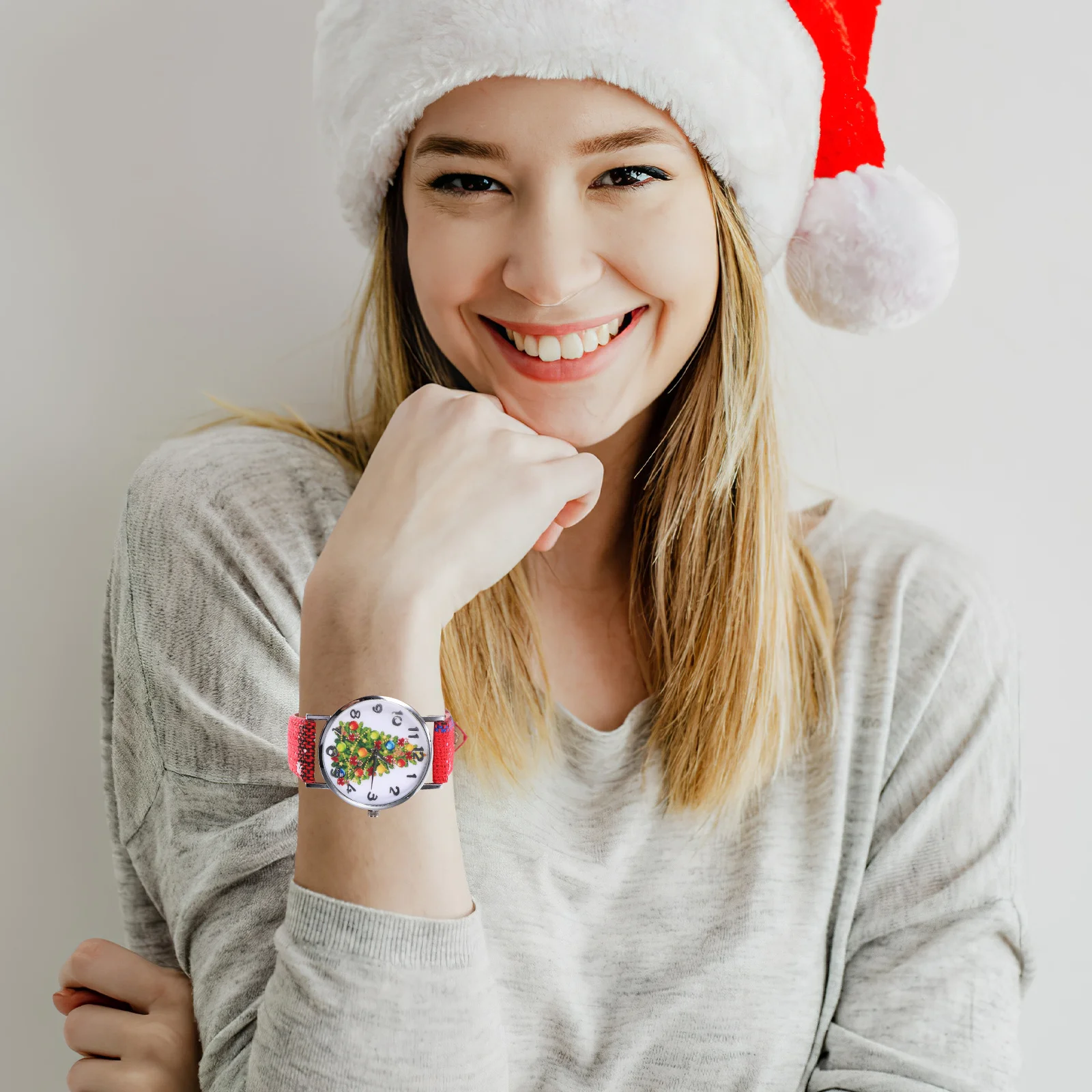 Elegante orologio al quarzo stile fiocco di neve Orologio da polso alla moda con ciondolo natalizio in PU da donna per regalo di festa