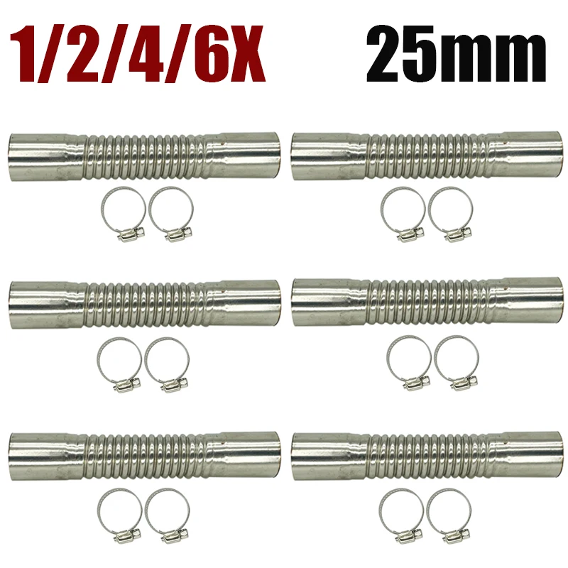 

1/2/4/6X 15cm Car Air Parking Heater Exhaust Pipe 2 Clamps Fuel Tank Exhaust Pipe Hose Tube Stainless Steel for Diesel Heater