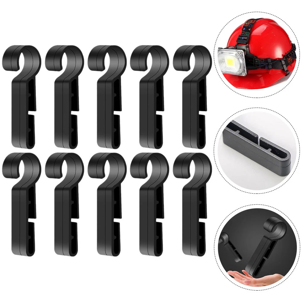 20 Pcs Hard Hat Headlight Buckle Flash Clip Non-slip Mount Black Work Headlamp Hook