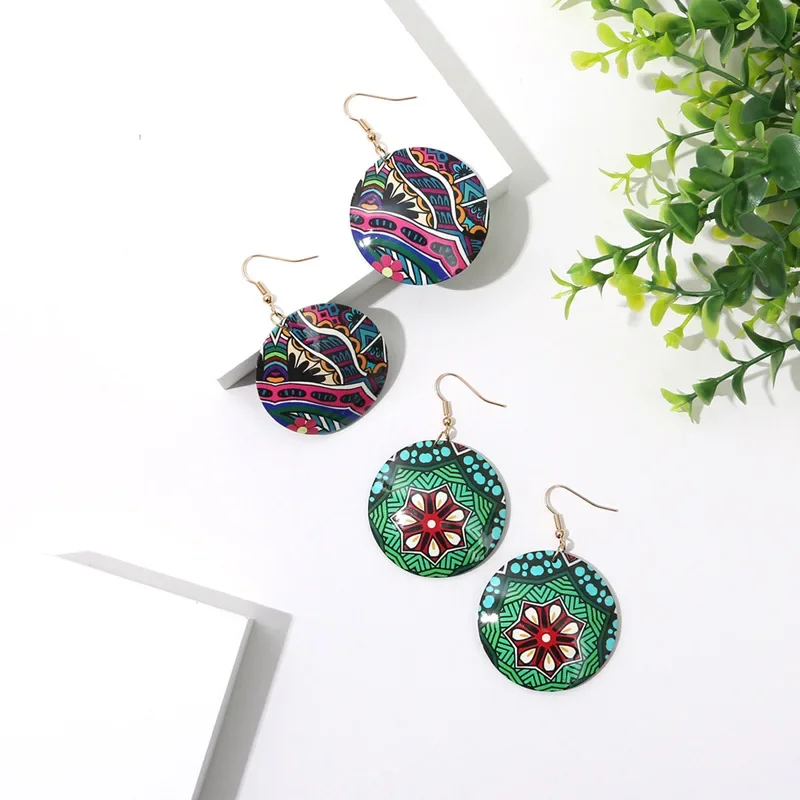 

Vintage Charms Pendant Earrings Ethnic Style Polynesia Fashion Printed Earrings for Women Girls Party Wedding Birthday Gift