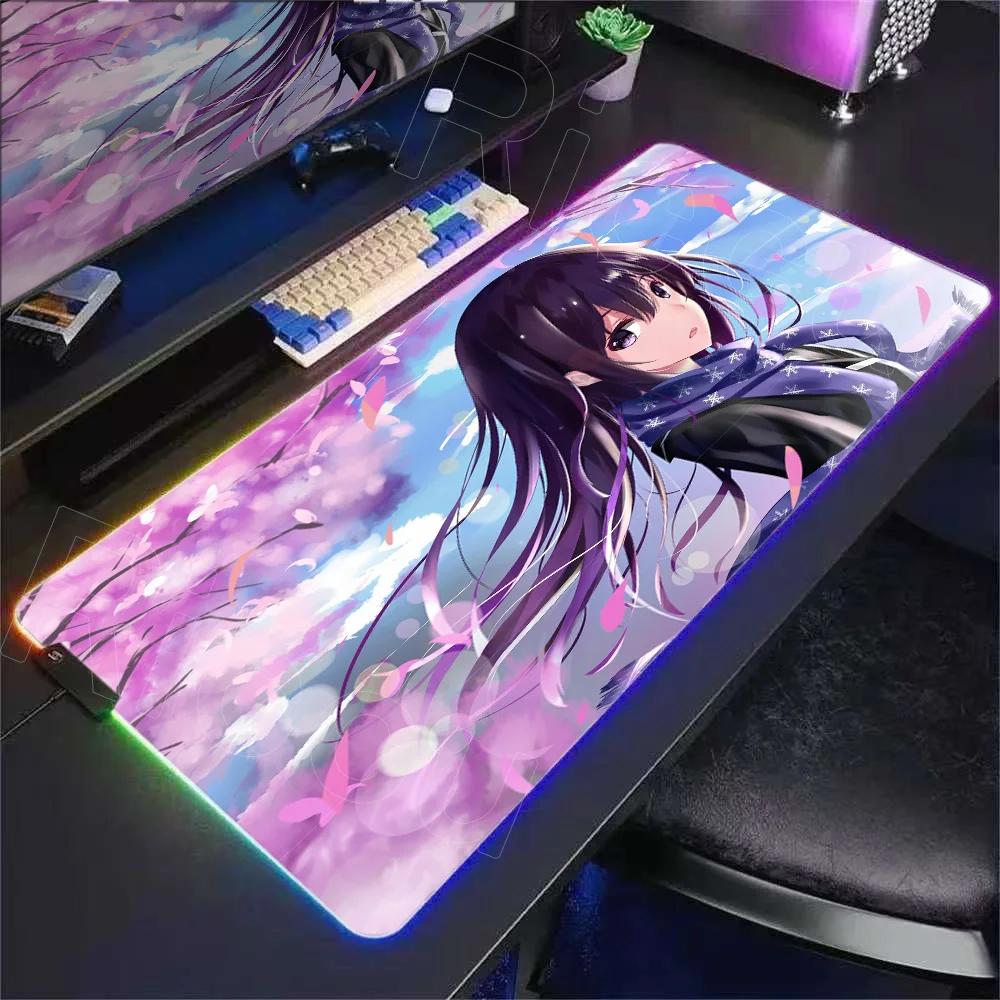لوحة ماوس RGB Kawaii Girl Yukino Yui Yuigahama Mousepad كمبيوتر محمول ألعاب الكمبيوتر 900 × 400 مللي متر أنيمي في سن المراهقة رومانسية كوميديا SNAFU ماوس حصيرة
