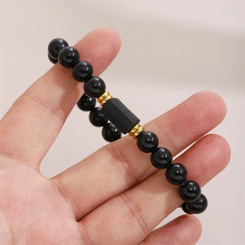 Raw Black Tourmaline Black Tourmaline bracelet, 6mm wrist mara, protection, grounding, stress relief, root chakra,1pc