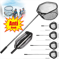 Fishing Landing Net with Telescoping Pole Handle Foldable Trout Catfish Fishing Net Extend to 155cm Freshwater Catch & Release