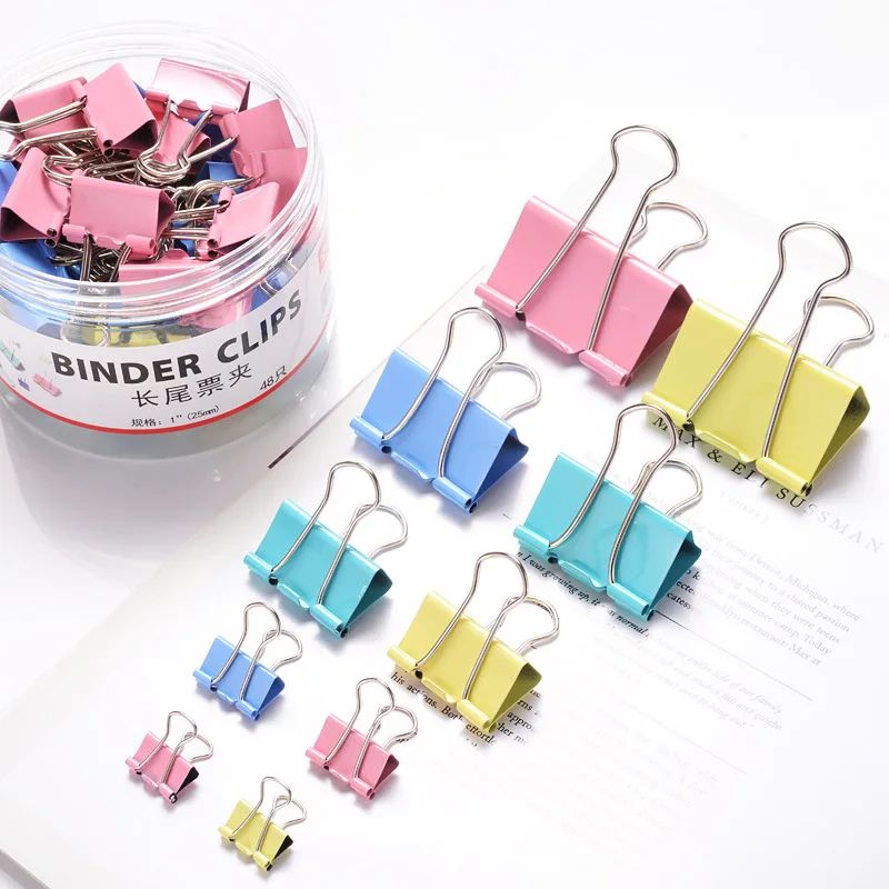 Metal Binder Clips Colorful File Paper Clip Mini 15 19 25 32 41 51mm Used for Books Stationery Clip School Office Supplies